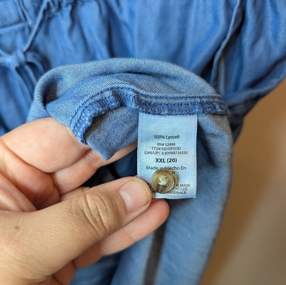 Time & Tru XXL (20) Plus Size Denim Style Sleeveless Collared Button Down Dress - Picture 6 of 10